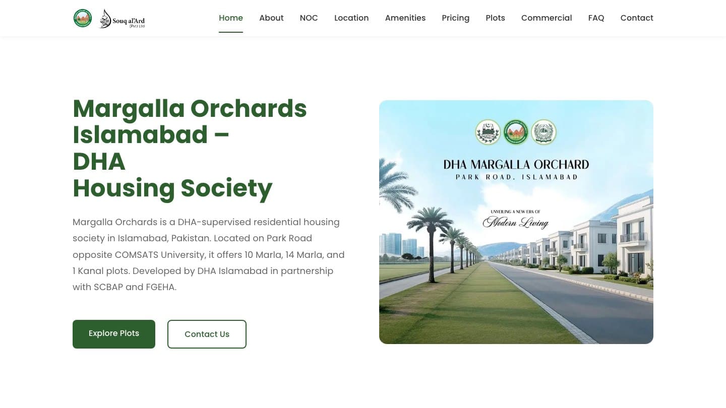 DHA Margalla Orchards homepage